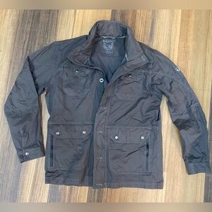 Kuhl Kollusion Field Jacket Mens Large Brown Canvas Utility Pockets Hood Outdoor